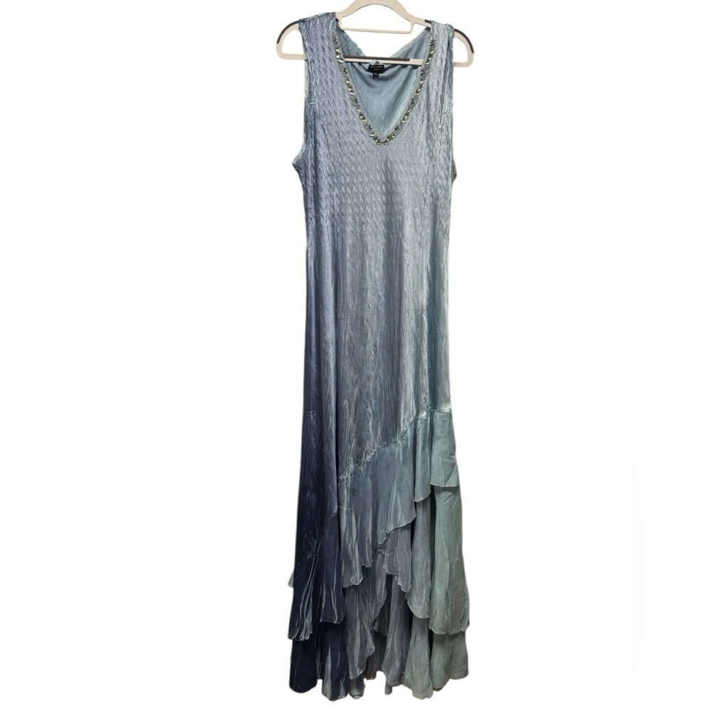 Elegant Blue Komarov Sleeveless Long Dress Size xL New